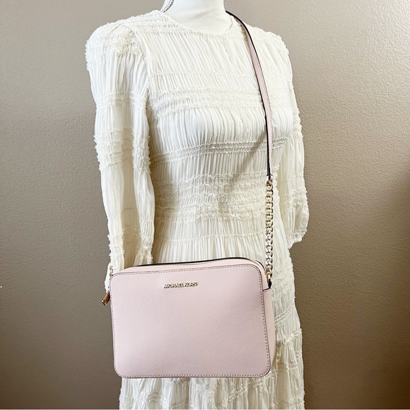 Michael Kors Pink Jet Set Large Saffiano Leather Chain Crossbody - Picture 16 of 16